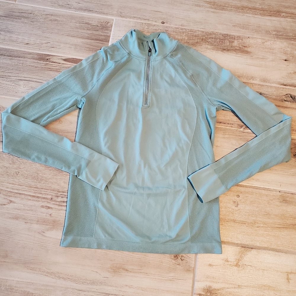 Women's Sweaty Betty Blue Athlete Seamless 1/4 Zip Long Sleeve Top Jacket Medium